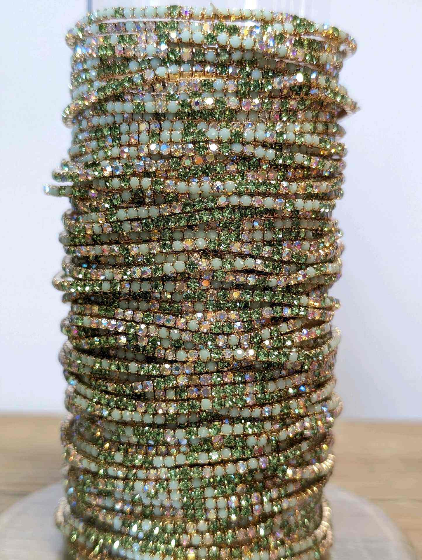 Bracelet à strass vert fin - Esmé