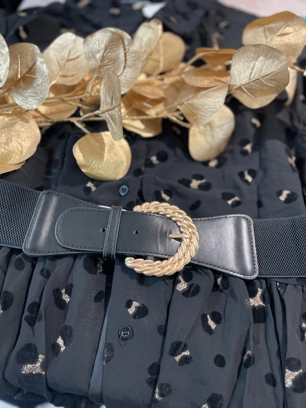 Ceinture noire large avec boucle - Luna M & P Accessoires