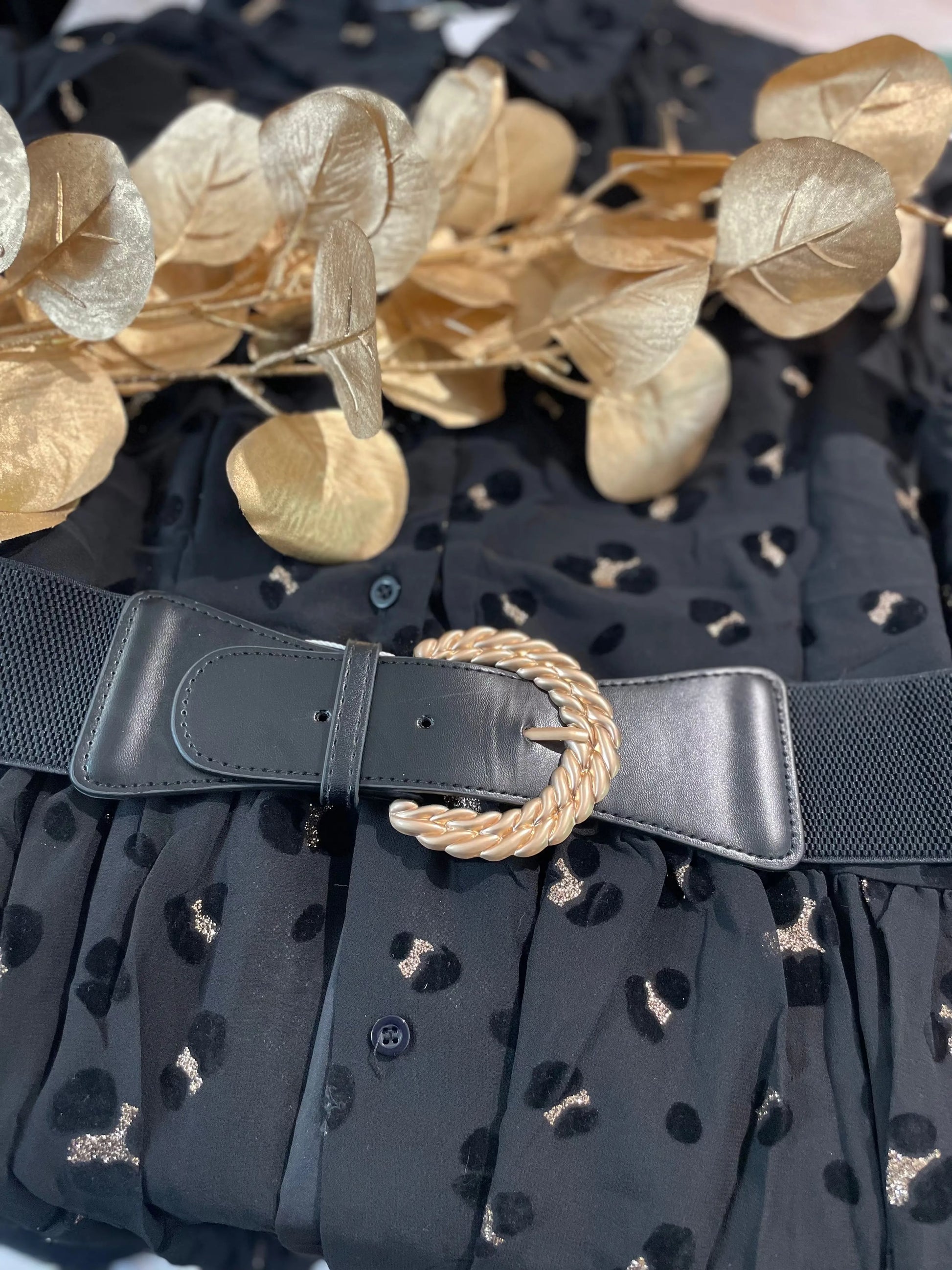 Ceinture noire large avec boucle - Luna M & P Accessoires