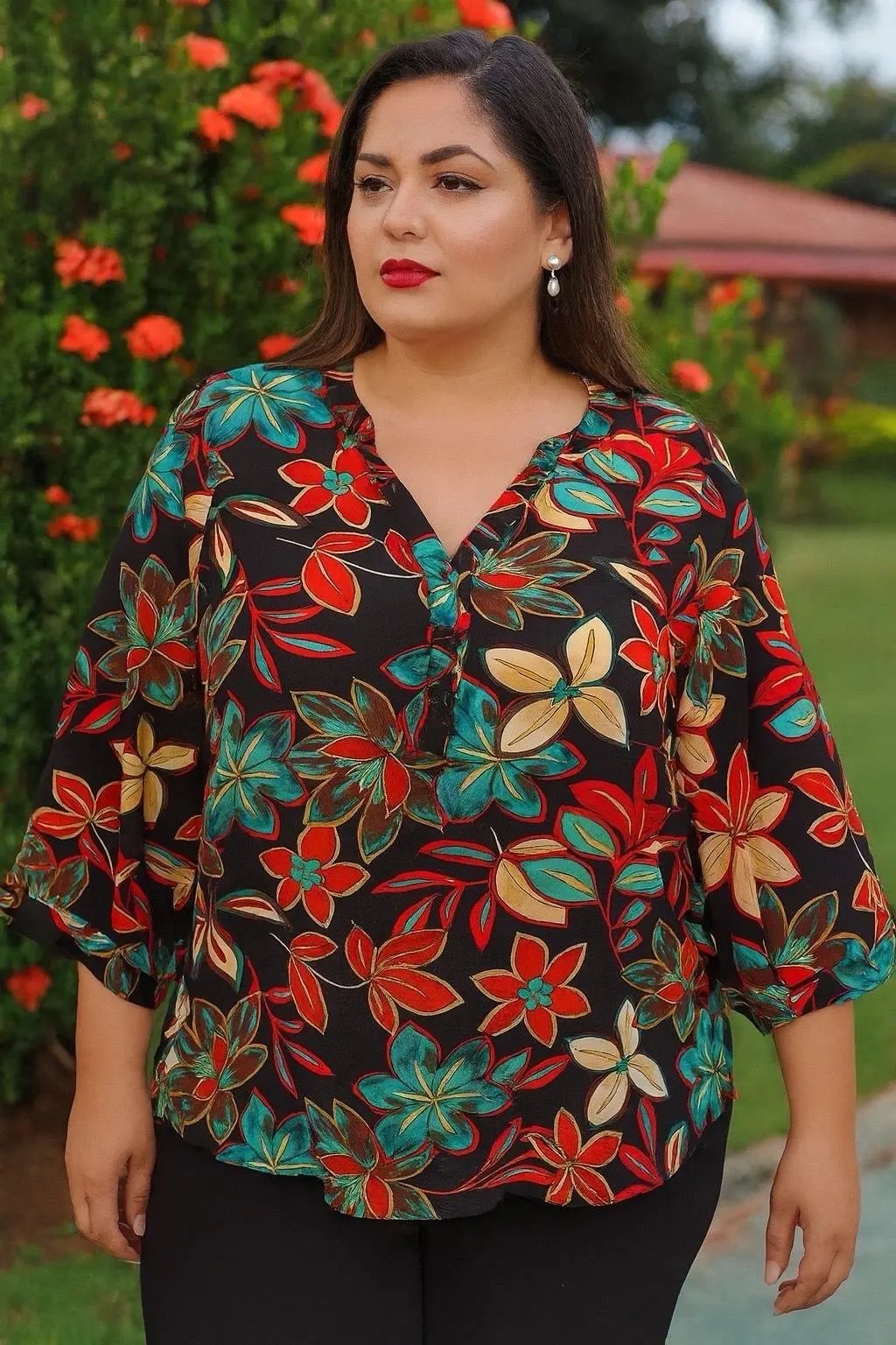 Tunique Blouse Femme XXL - Crêpé Fluide Multicouleur - Manches Courtes