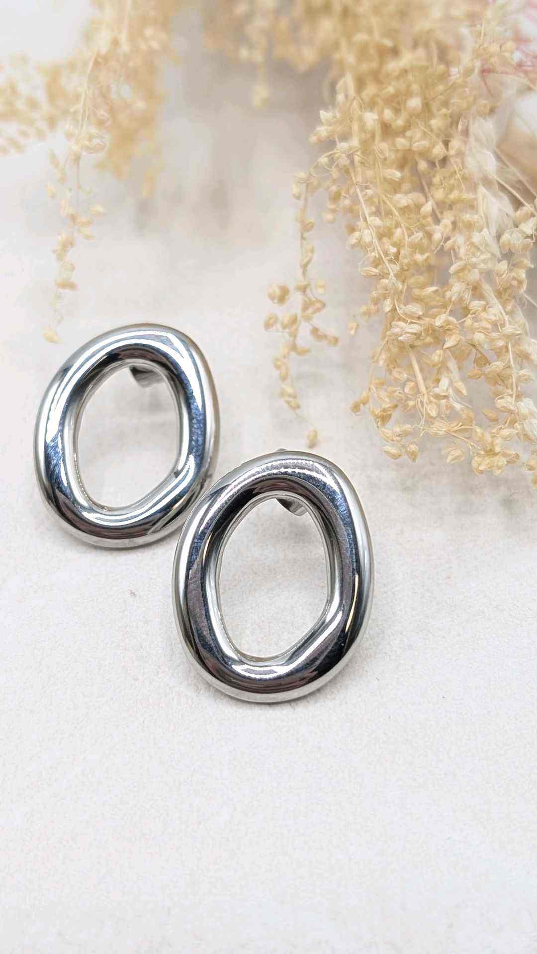 Boucles d'oreilles argentées ovales - Orlane