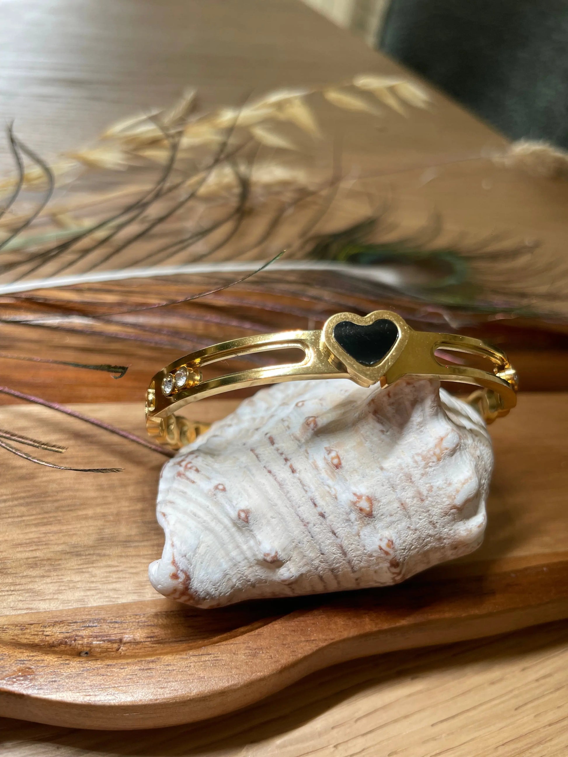 Bracelet jonc acier coeur - Jacinthe COSMOS