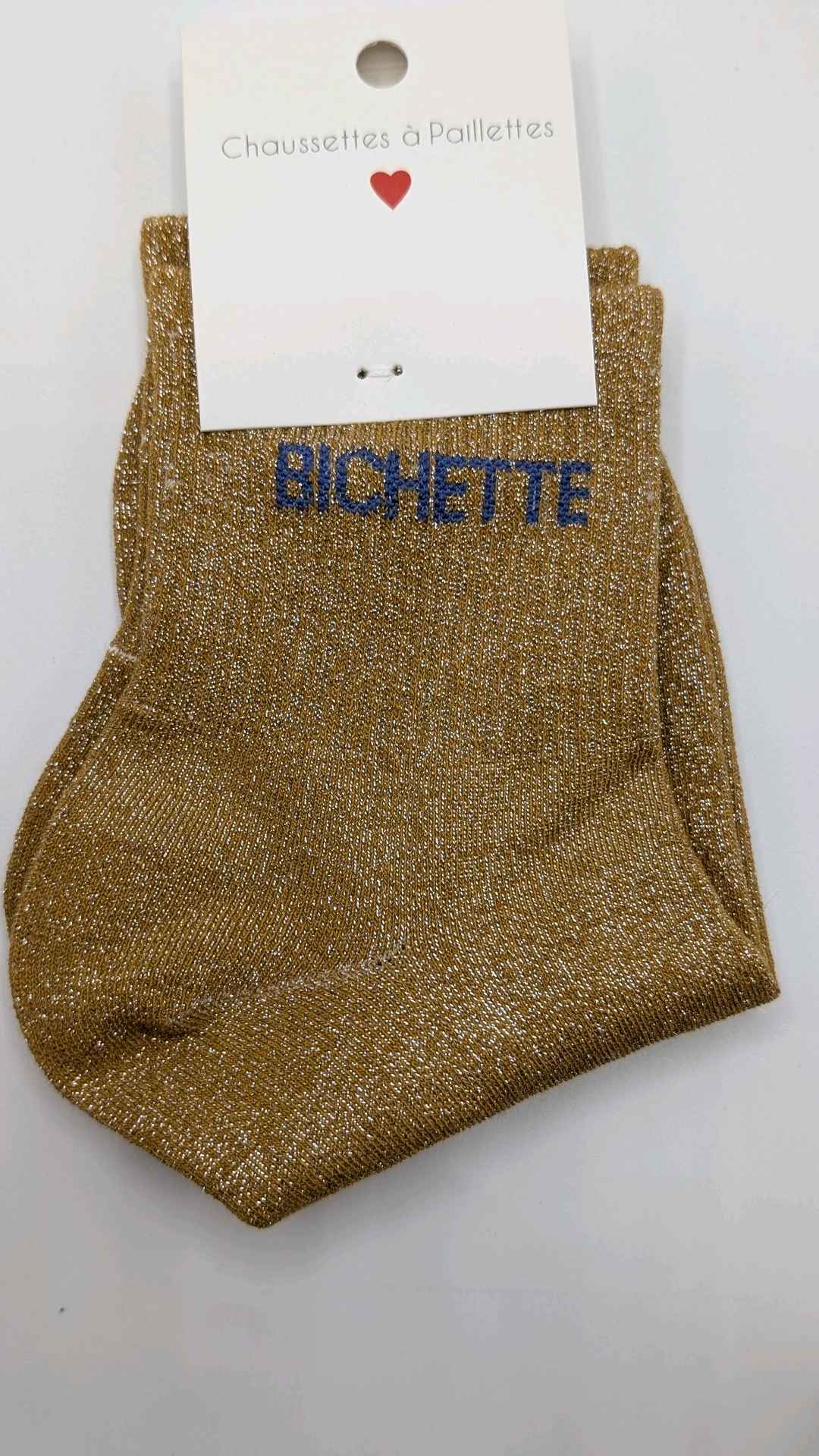 Chaussettes à paillettes moutarde - Bichette