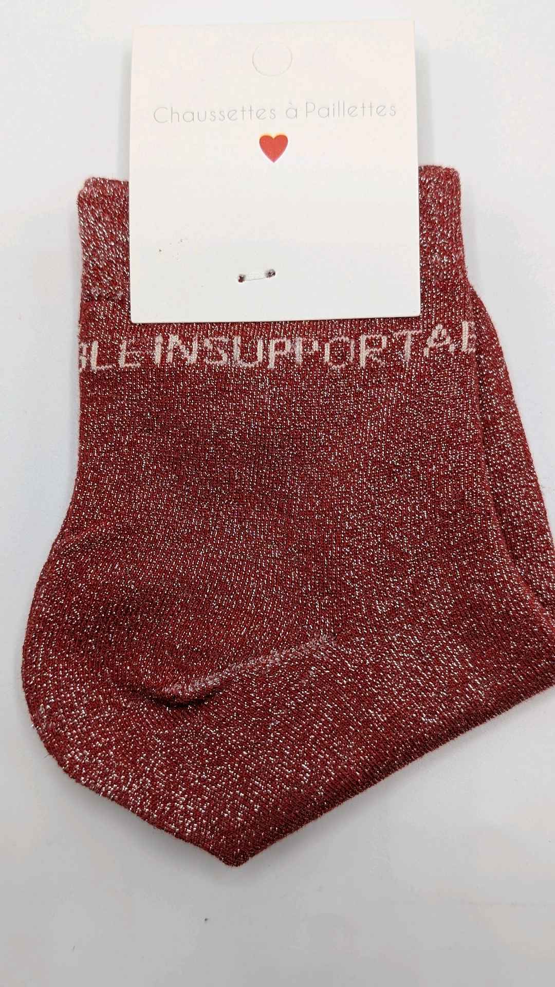 Chaussettes à paillettes rouge brique - Insupportable