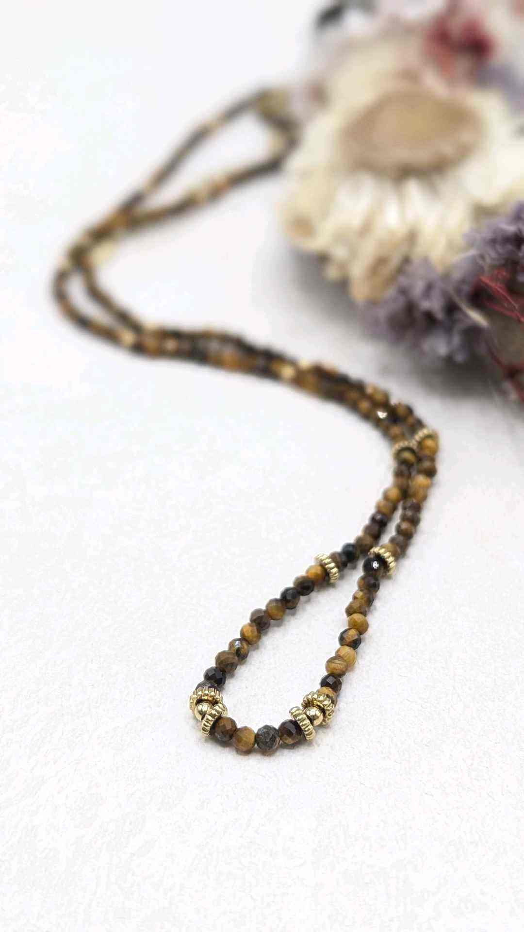 Collier de pierres fines œil du tigre - Emy