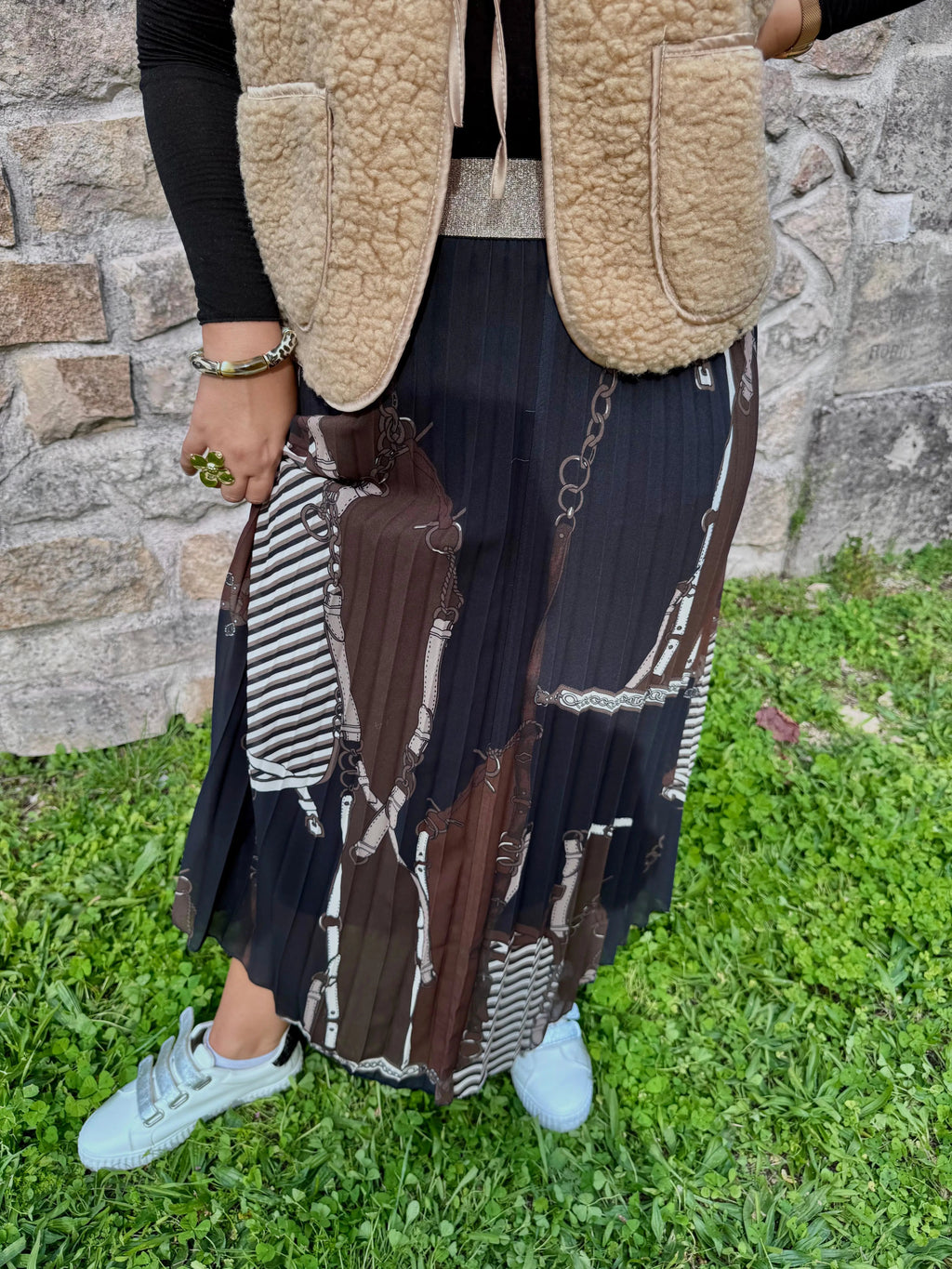 Jupe longue plissée - Nacre LUIZACCO