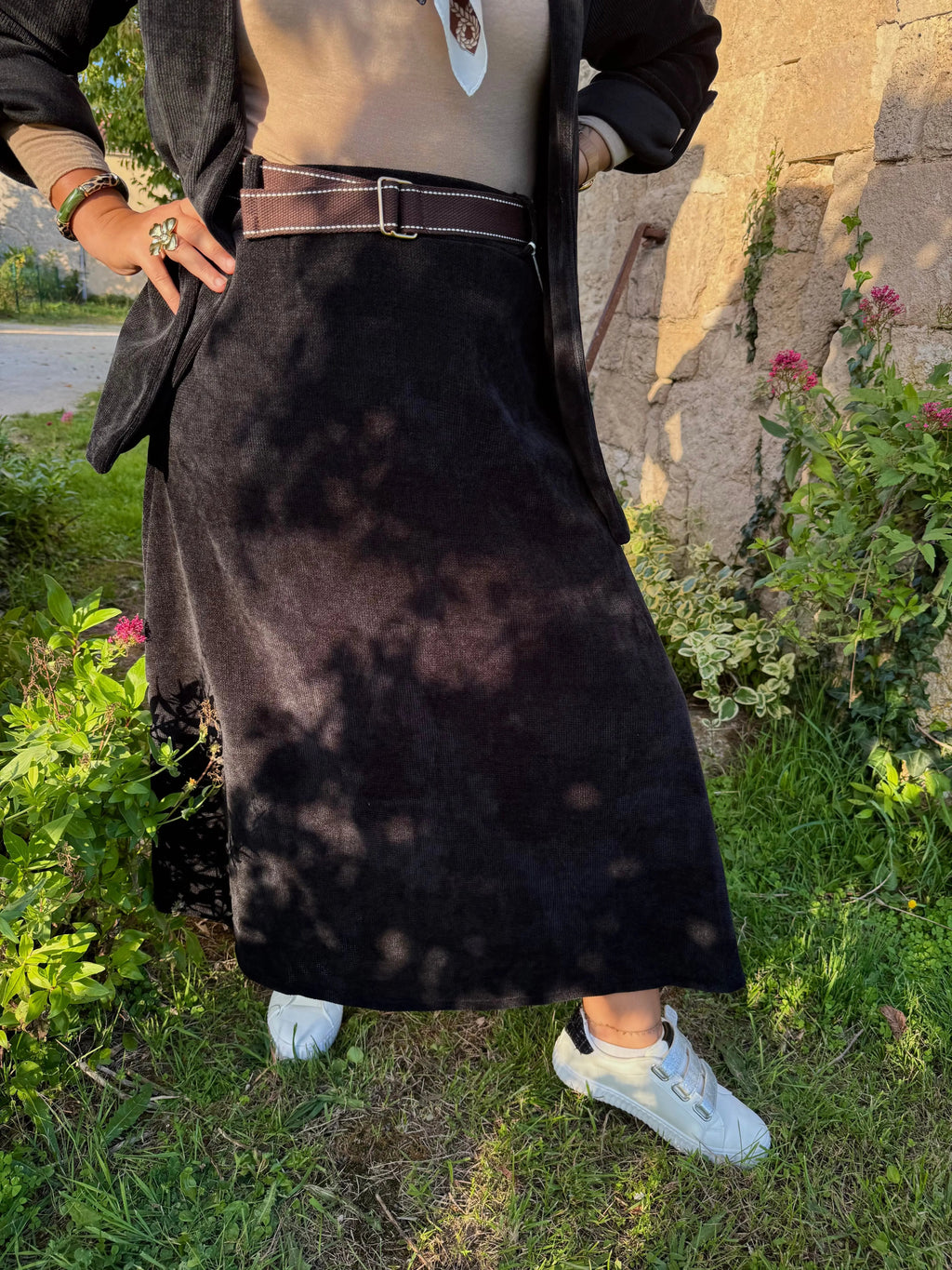 Jupe longue velours côtelée - Jade LUIZACCO