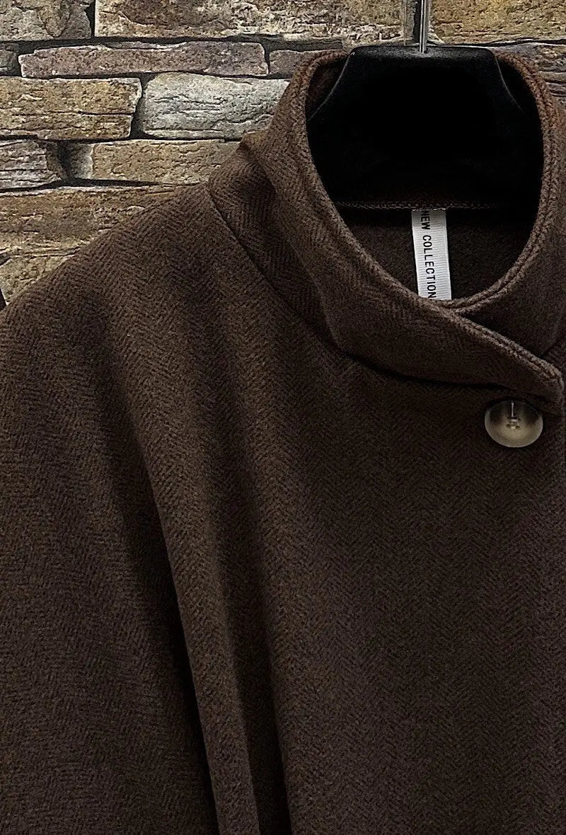 Manteau cape marron ceinturé - Astrid ELLE STYLE