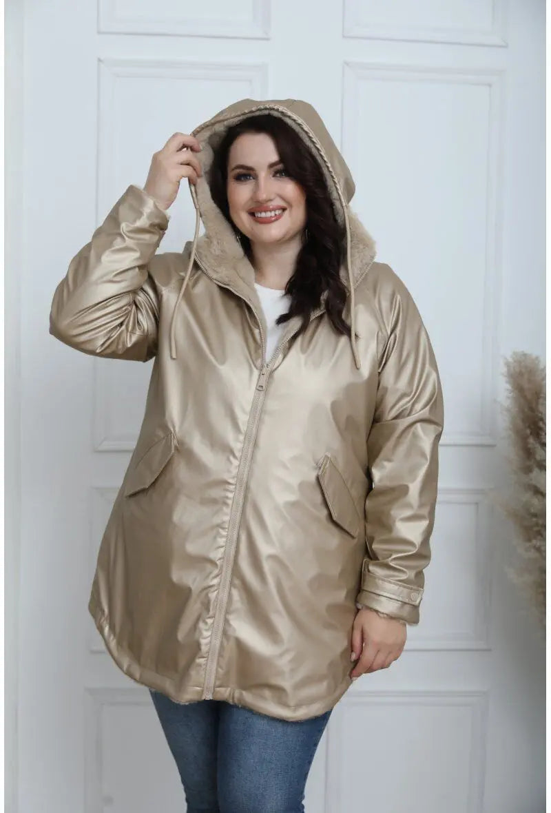 Manteau mohair et parka réversible gold - Lili