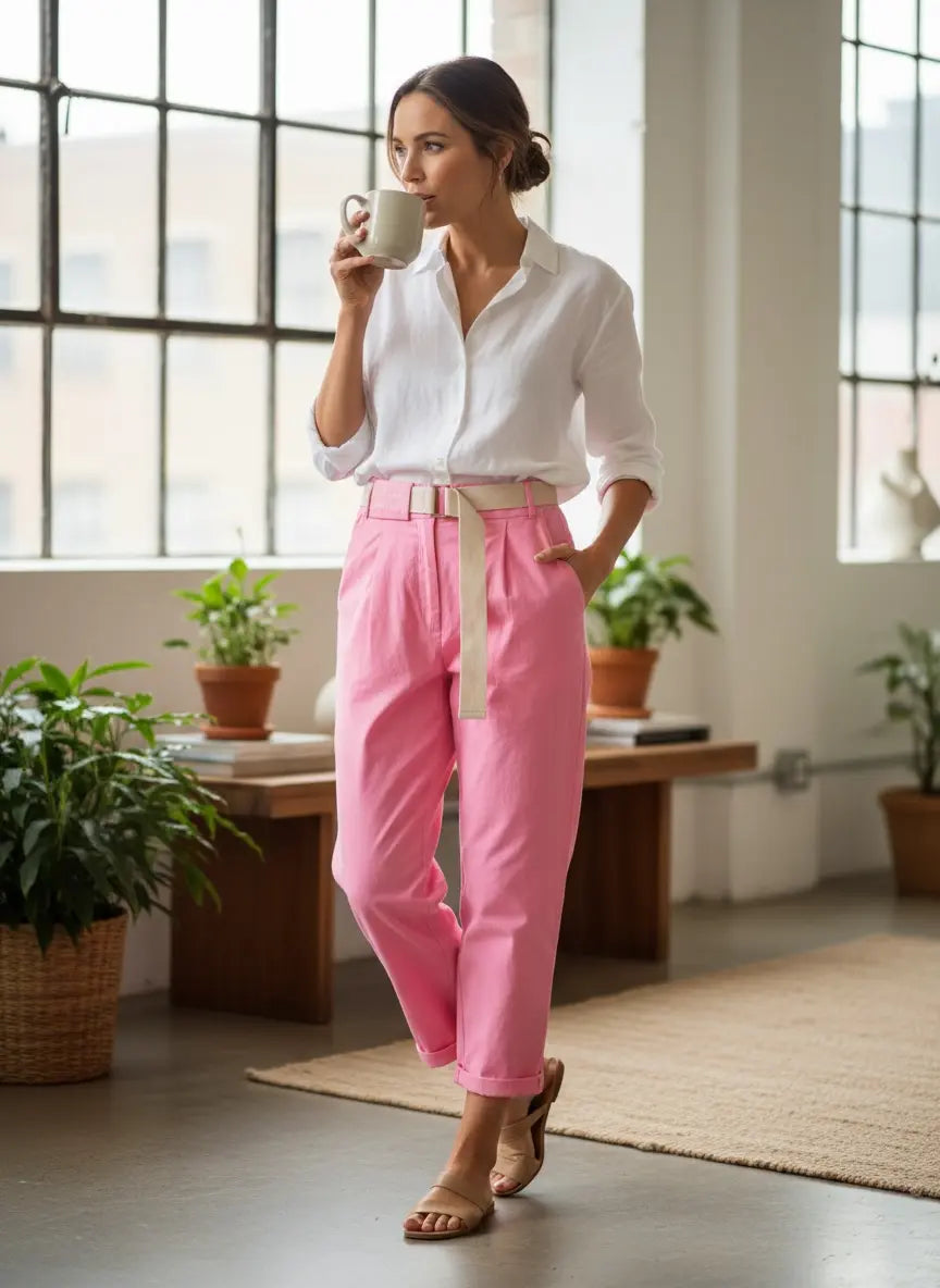 Pantalon casual rose - Prisca