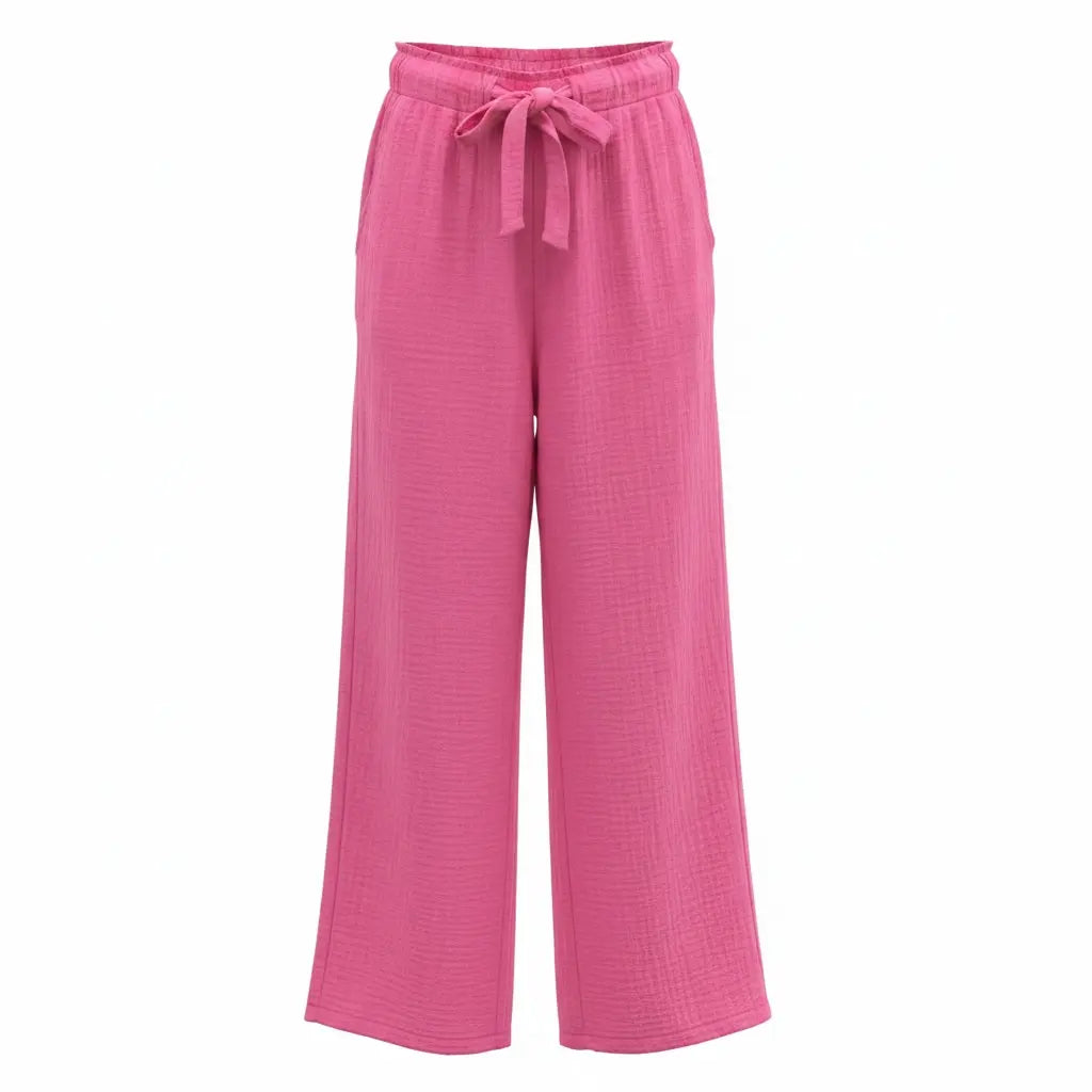 Pantalon gaz de coton - Mathilda (rose)