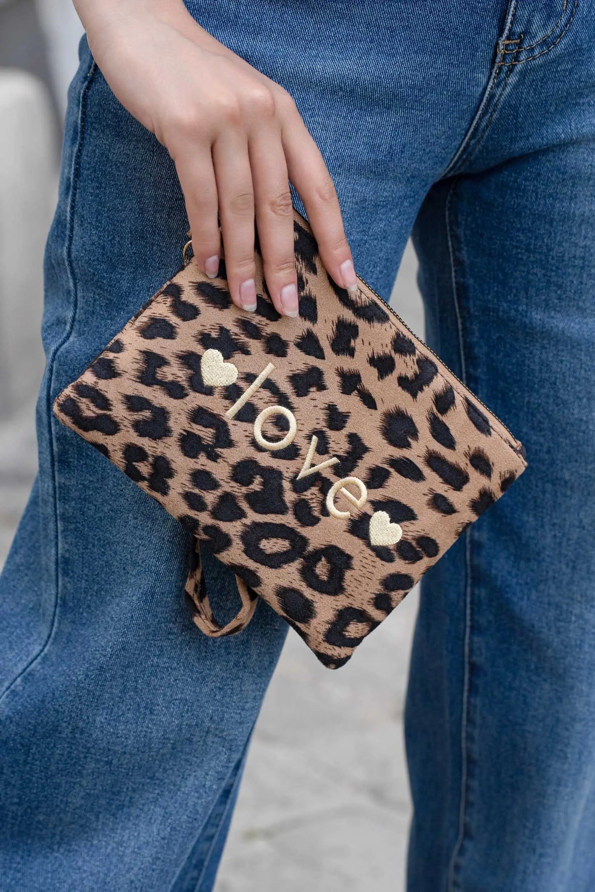 Pochette léopard Love- Paula M & P Accessoires