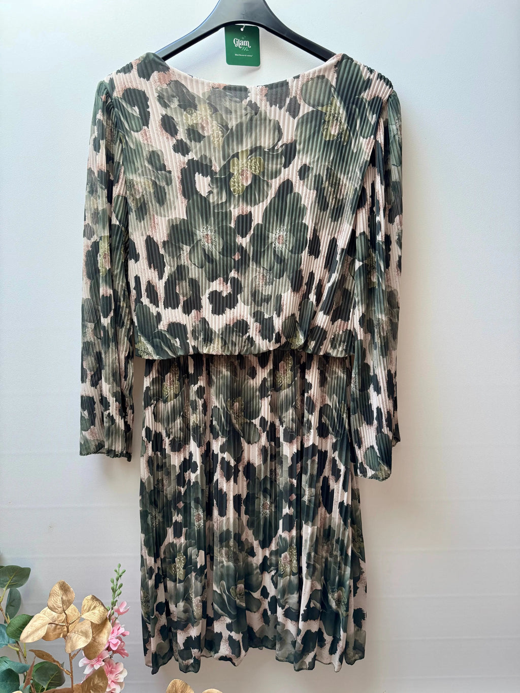 Robe midi plissée à motifs - Péridot LUIZACCO