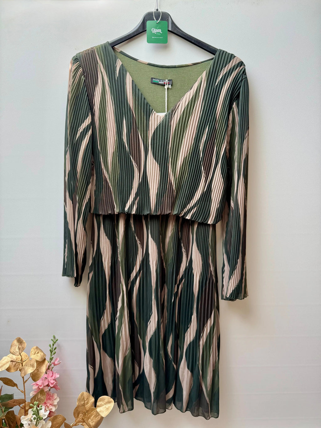 Robe midi plissée à motifs - Péridot LUIZACCO