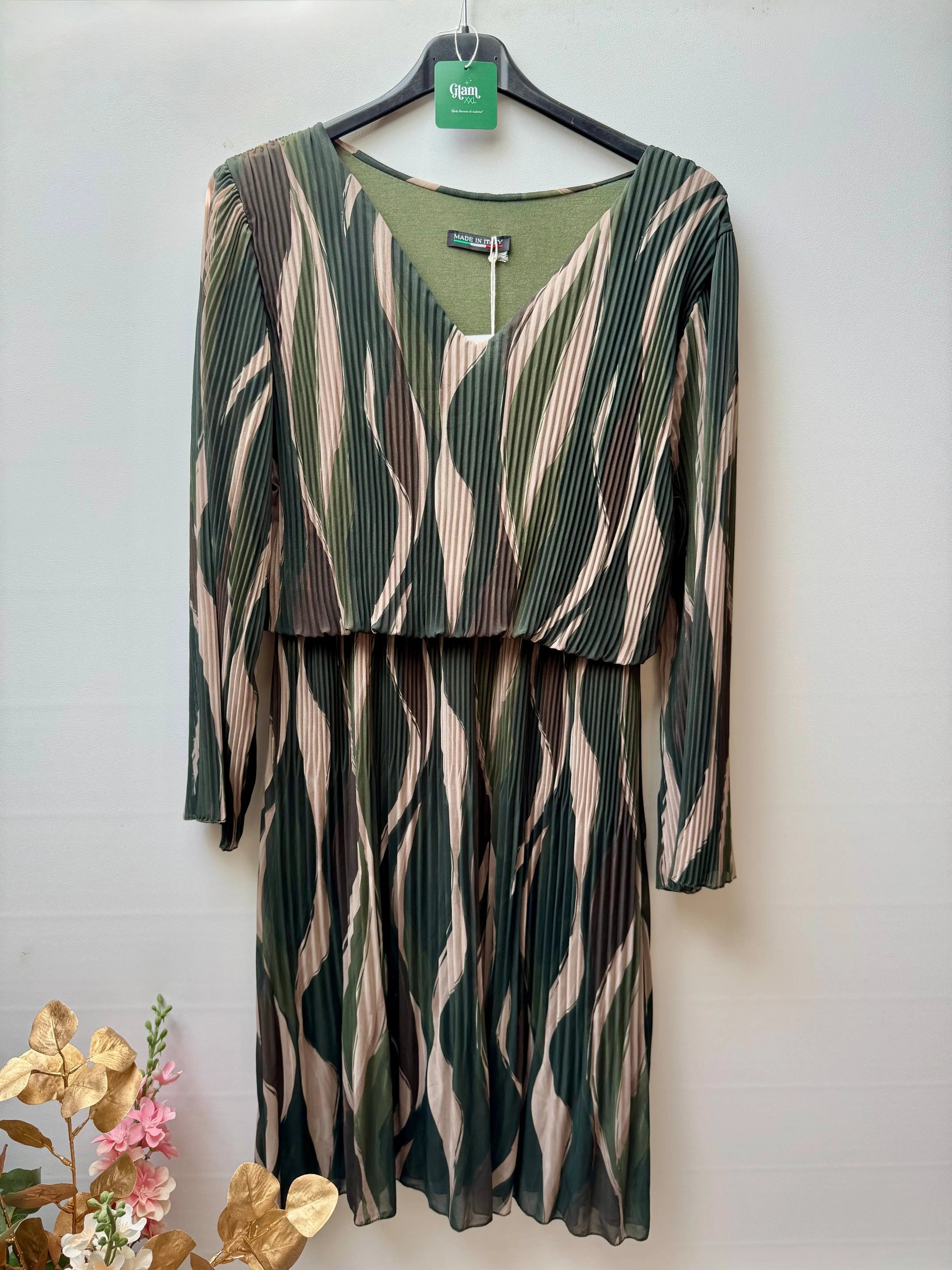 Robe midi plissée à motifs - Péridot LUIZACCO