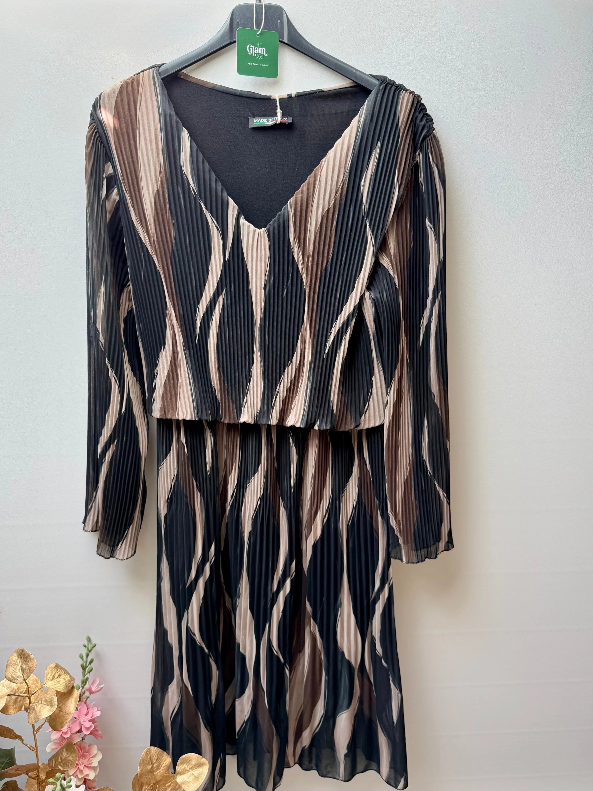 Robe midi plissée à motifs - Péridot LUIZACCO