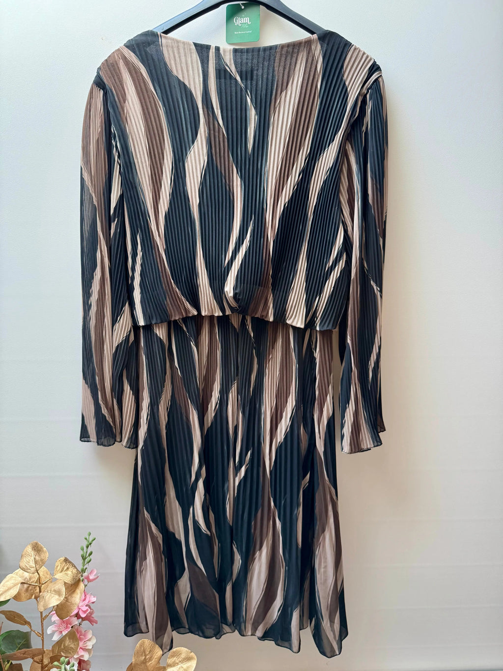 Robe midi plissée à motifs - Péridot LUIZACCO