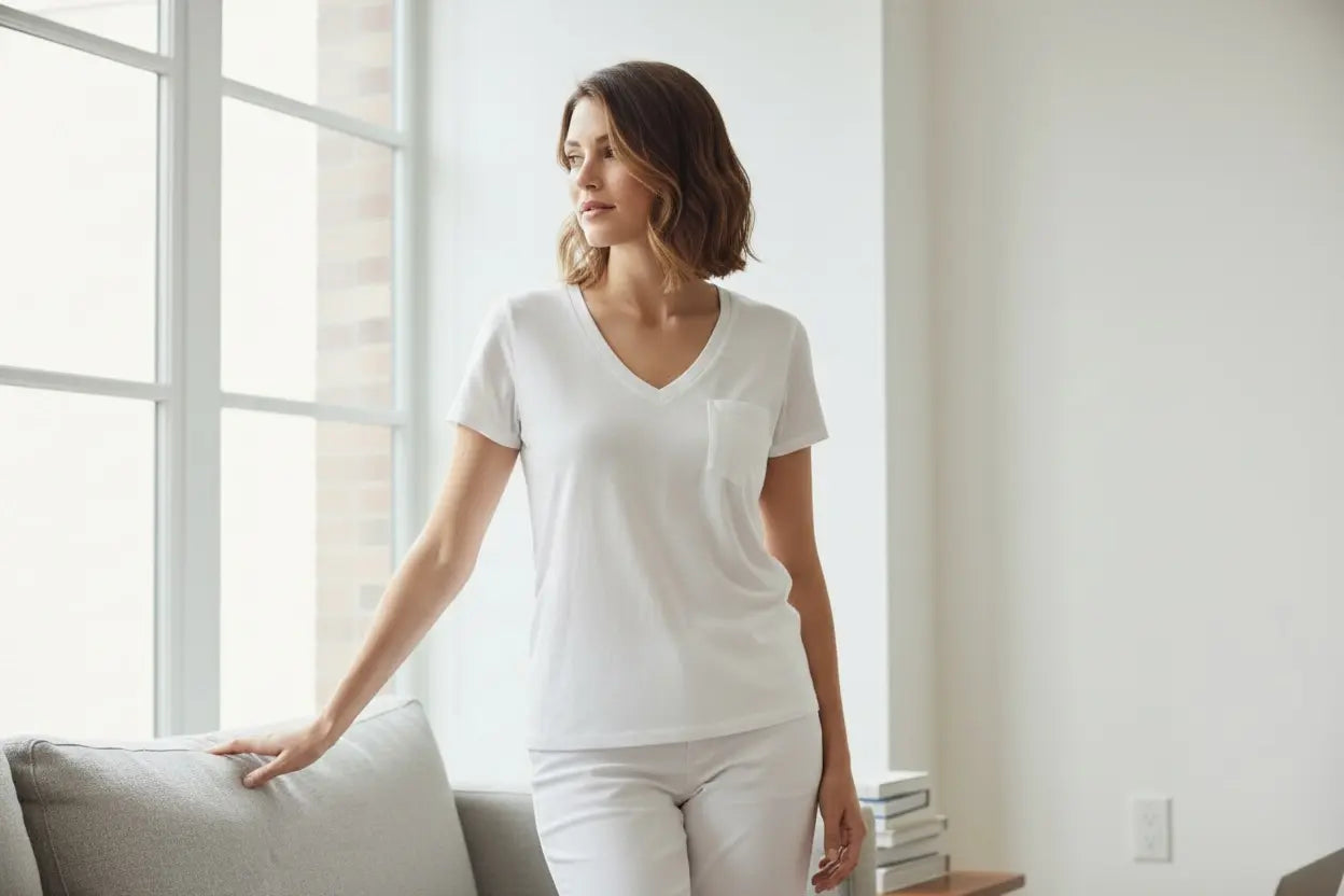 Tee-shirt blanc avec pochette - Zita