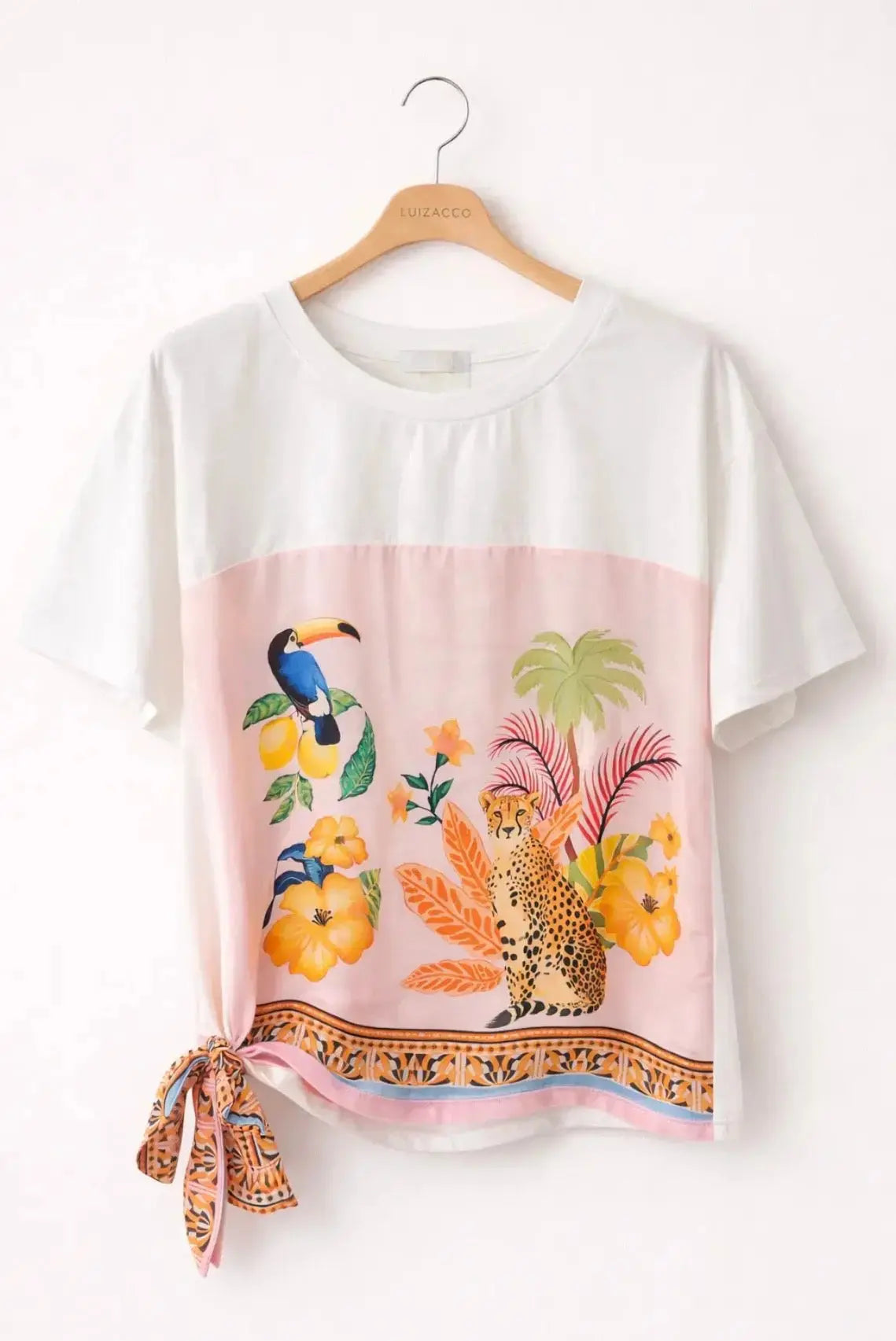 Tee-shirt fond rose - Amazonia LUIZACCO